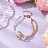 4mm Round Pearl Shell & Brass 2-Strand Beaded Bracelets for Women BJEW-JB10554-2