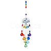 Woven Web/Net with Feather Glass Hanging Suncatcher Pendant Decoration DJEW-PW0008-02C-1