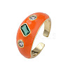 Cubic Zirconia Open Cuff Ring with Enamel RJEW-N035-128-3