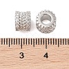 Brass Micro Pave Clear Cubic Zirconia European Beads KK-B100-042P-3