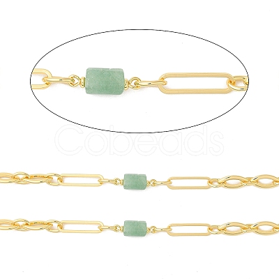 Natural Green Aventurine Faceted Irregular Column Beaded Chains CHC-H105-02G-01-1