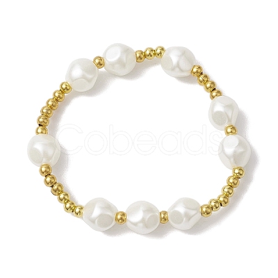 3Pcs 3 Styles 304 Stainless Steel & Resin & ABS Plastic Imitation Pearl Beaded Stretch Bracelet Sets BJEW-JB10874-1