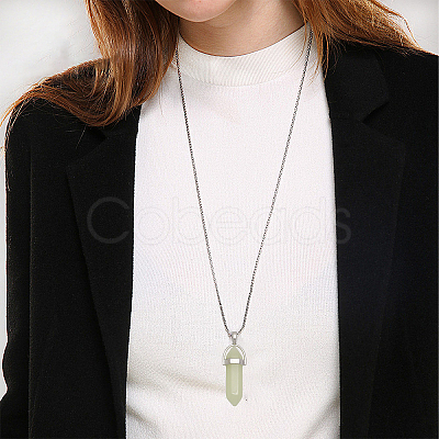 CHGCRAFT 9Pcs 9 Styles Synthetic Luminous Stone Double Terminal Pointed Pendants G-CA0001-72-1