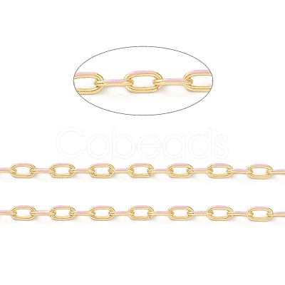 Handmade Golden Brass Enamel Link Chains CHC-M021-66B-10-1