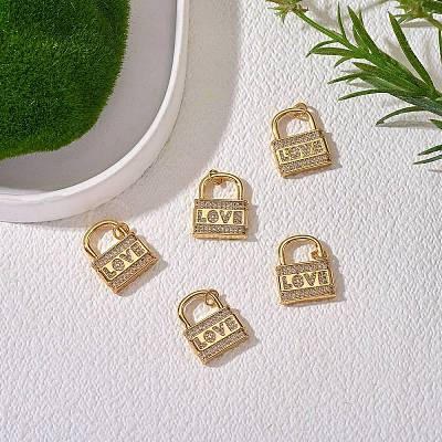 5Pcs Brass Micro Pave Clear Cubic Zirconia Pendants KK-SZ0004-99-1