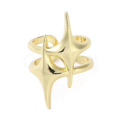 Brass Star Open Cuff Ring for Women RJEW-A042-01A-1