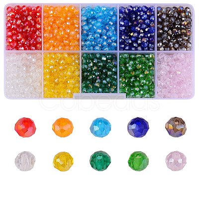 10 Colors Electroplate Glass Beads EGLA-X0006-01B-4mm-1