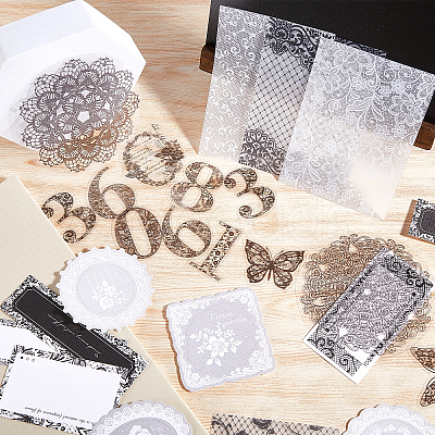 Black & White Lace DIY Scrapbooking Kits STIC-WH0024-01-1