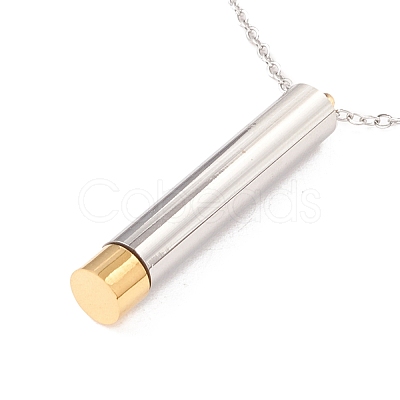 304 Stainless Steel Column Pendant Necklace NJEW-P262-14-1