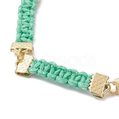 Braided Waxed Polyester Rectangle Link Chain Bracelets BJEW-JB10000-01-1