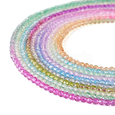 Pandahall 10 Strands 10 Colors Transparent Gradient Color Glass Beads Strands GLAA-TA0001-55-1