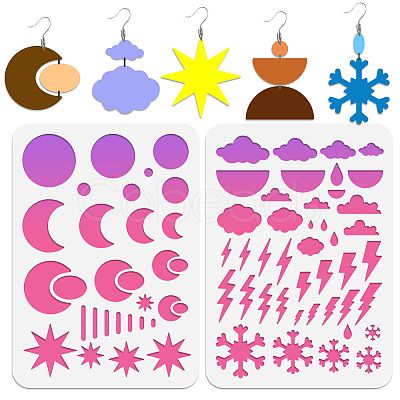 2Pcs 2 Style PET Plastic Earring Handwork Template DIY-WH0571-009-1