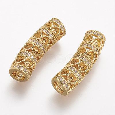 Brass Micro Pave Cubic Zirconia Tube Beads ZIRC-N025-57G-1