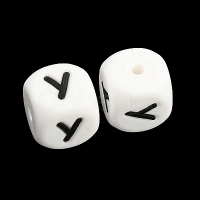 20Pcs White Cube Letter Silicone Beads 12x12x12mm Square Dice Alphabet Beads with 2mm Hole Spacer Loose Letter Beads for Bracelet Necklace Jewelry Making JX432Y-1