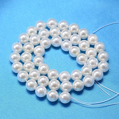 Round Shell Pearl Bead Strands X-BSHE-L011-6mm-A013-1