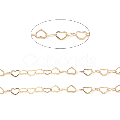 Non-Tarnish Brass Flat Heart Link Chains CHC-M023-05G-1