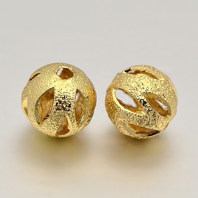 Brass Textured Beads X-KK-J221-17G-1