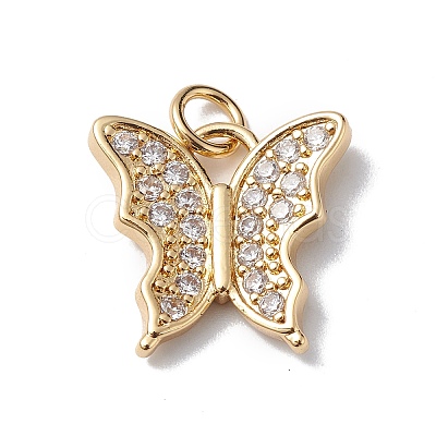 Brass Micro Pave Cubic Zirconia Charms KK-E003-02G-1