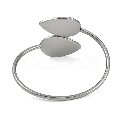 304 Stainless Steel Blank Bangle Bases with Teardrop Tray STAS-Z088-01P-06-1