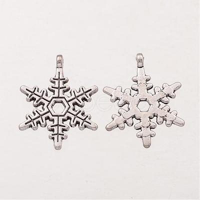 Christmas Snowflake Tibetan Style Alloy Pendants A0353Y-1