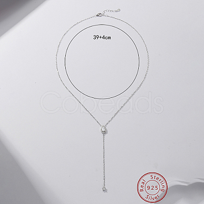 Rhodium Plated 925 Sterling Silver Lariat Necklace PK2144-2-1