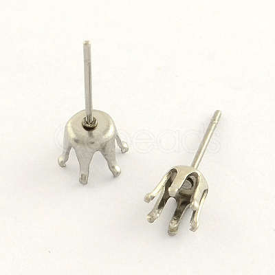 Non-Tarnish 304 Stainless Steel Post Stud Earring Settings STAS-R063-55-1