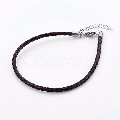 Braided Leather Cord Bracelet Making X-MAK-L018-05E-1