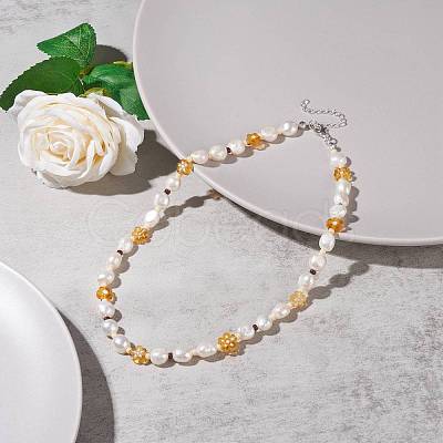 Natural Pearl Beaded Necklace NJEW-TA00018-01-1