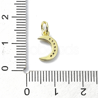 Moon Theme Brass Micro Pave Clear Cubic Zirconia Charms KK-H475-57G-11-1