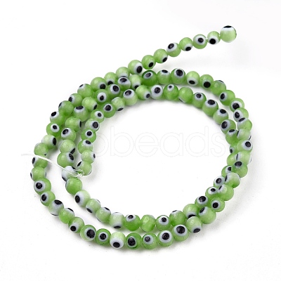 Handmade Evil Eye Lampwork Round Bead Strands LAMP-L055-4mm-M-1