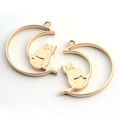 Matte Style Rack Plating Alloy Kitten Open Back Bezel Pendants PALLOY-S047-38C-FF-1