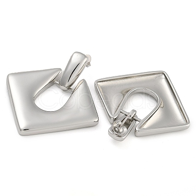 Brass Rhombus Stud Earrings EJEW-K293-01P-1