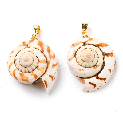 Natural Spiral Shell Red Lip Shell Pendants SSHEL-R145-06-1