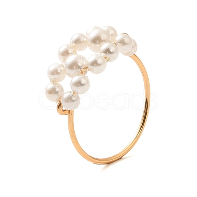 Round Shell Pearl Finger Rings RJEW-TA00153-1