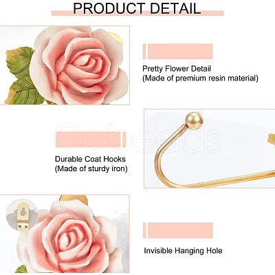 Nbeads 3Pcs 3 Colors Resin Rose Hook Hangers AJEW-NB0003-71-1