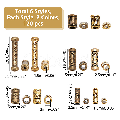 WADORN 100pcs 10 styles Tibetan Style Alloy Beads TIBEB-WR0001-05-1