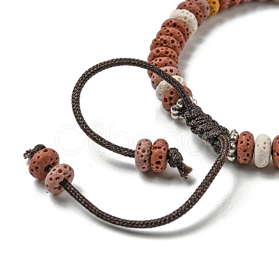 Disc Dyed Natural Lava Rock Adjustable Braided Beaded Bracelet BJEW-G691-01B-1