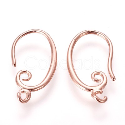 Brass Earring Hooks X-KK-L177-27RG-1