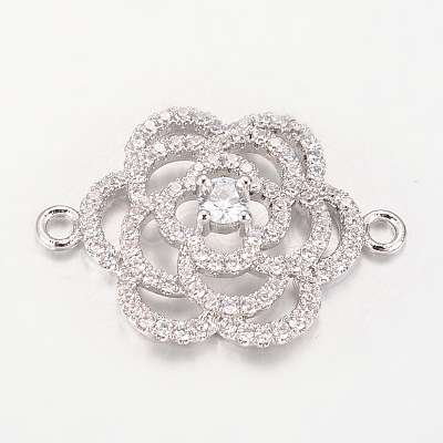 Flower Brass Micro Pave Cubic Zirconia Links ZIRC-I017-05P-1