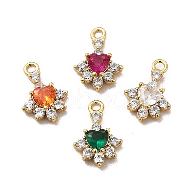 Rack Plating Brass Micro Pave Cubic Zirconia Charms KK-C013-05G-1