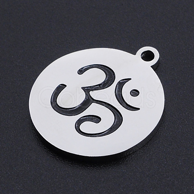 Non-Tarnish 201 Stainless Steel Etched Pendants STAS-N090-JN814-1