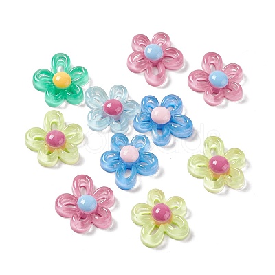 Flower Transparent Resin Cabochons RESI-G041-B01-1