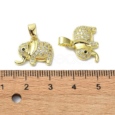 Rack Plating Brass Micro Pave Clear Cubic Zirconia Pendants KK-R157-03G-1