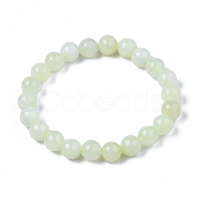 Natural New Jade Beaded Stretch Bracelets BJEW-Q692-44-8mm-1