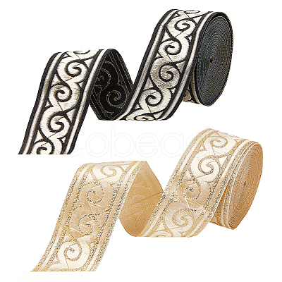 BENECREAT 2 Bundles 2 Colors Ethnic Style Embroidery Polyester Ribbons OCOR-BC0005-11-1