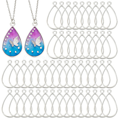 Olycraft 50Pcs Alloy Open Back Bezel Pendants FIND-OC0003-35S-1