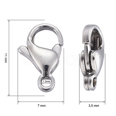 304 Stainless Steel Lobster Claw Clasps X-STAS-AB11-1