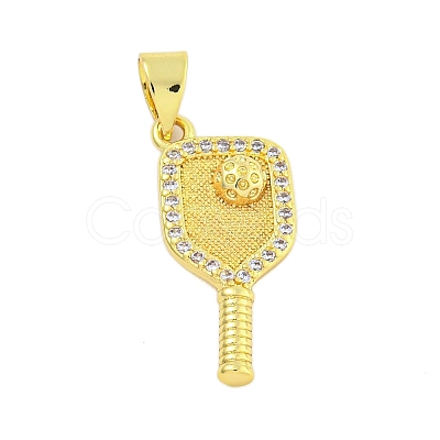 Rack Plating Brass Micro Pave Clear Cubic Zirconia Pendants KK-U021-08G-1