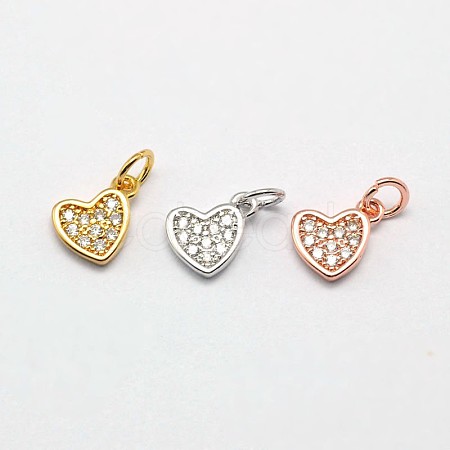 Heart Brass Micro Pave Cubic Zirconia Charms ZIRC-F017-29-1