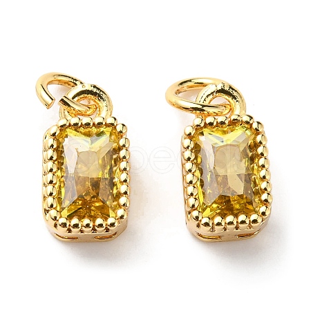 Real 18K Gold Plated Brass Inlaid Cubic Zirconia Charms ZIRC-L100-075G-06-1